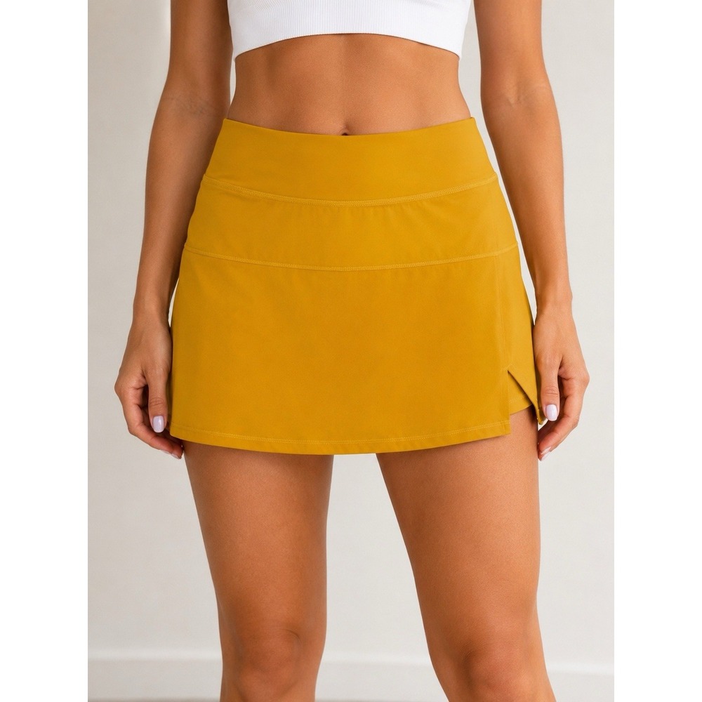 Mecdar Women's Athletic Skort Medium Yellow Golf Tennis Pickleball Skirt Size 10